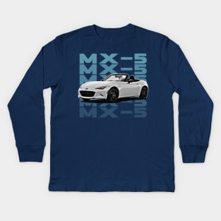 Mazda MX-5 (White) / Retro Style Design Kids Long Sleeve T-Shirt